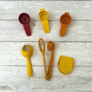 Tupperware Set of 6 Vintage Kitchen Tools Utensils Funnel Sifter Egg Separator